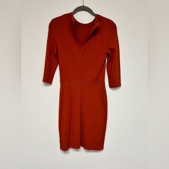 Top Shop Rust Orange 3/4 Sleeve Tulip Hem Dress NWOT size 4​​ - Picture 2 of 8
